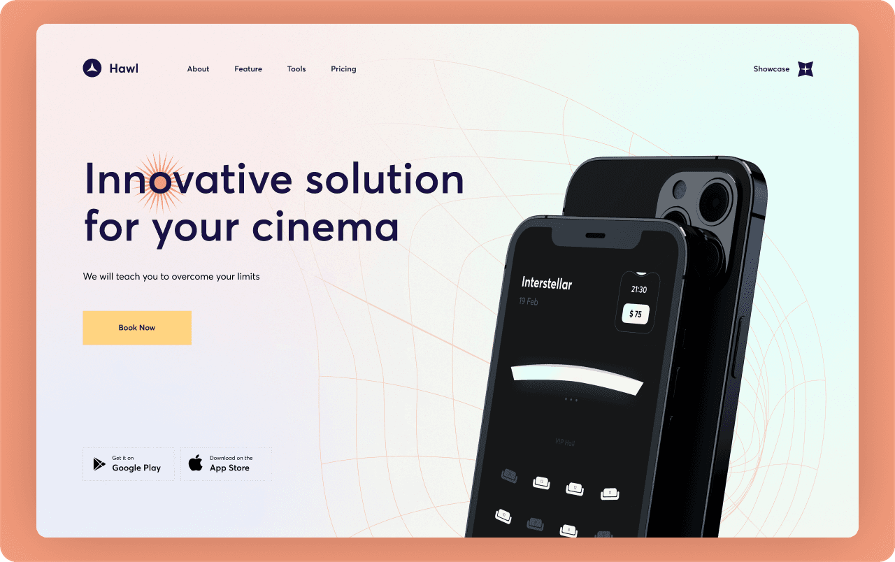 Cinema website and mobile ticketing screens